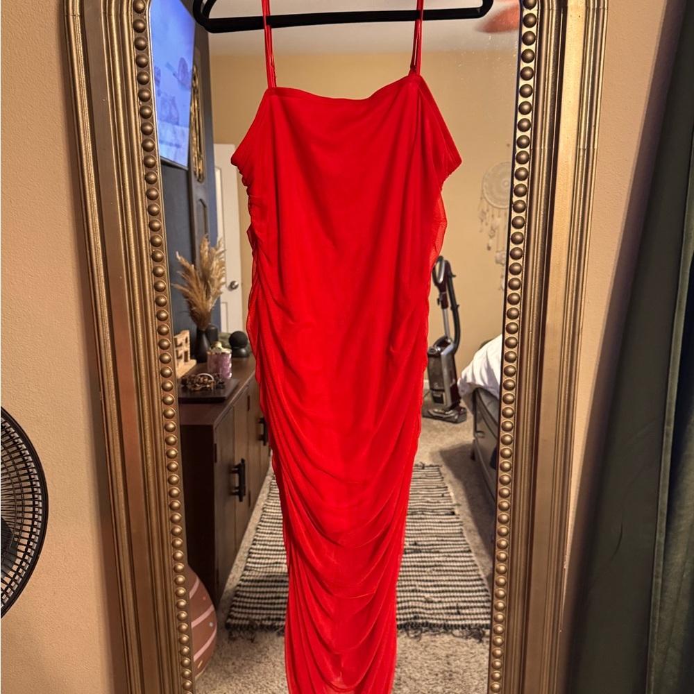 Wild Fable Red Ruched Slip Dress